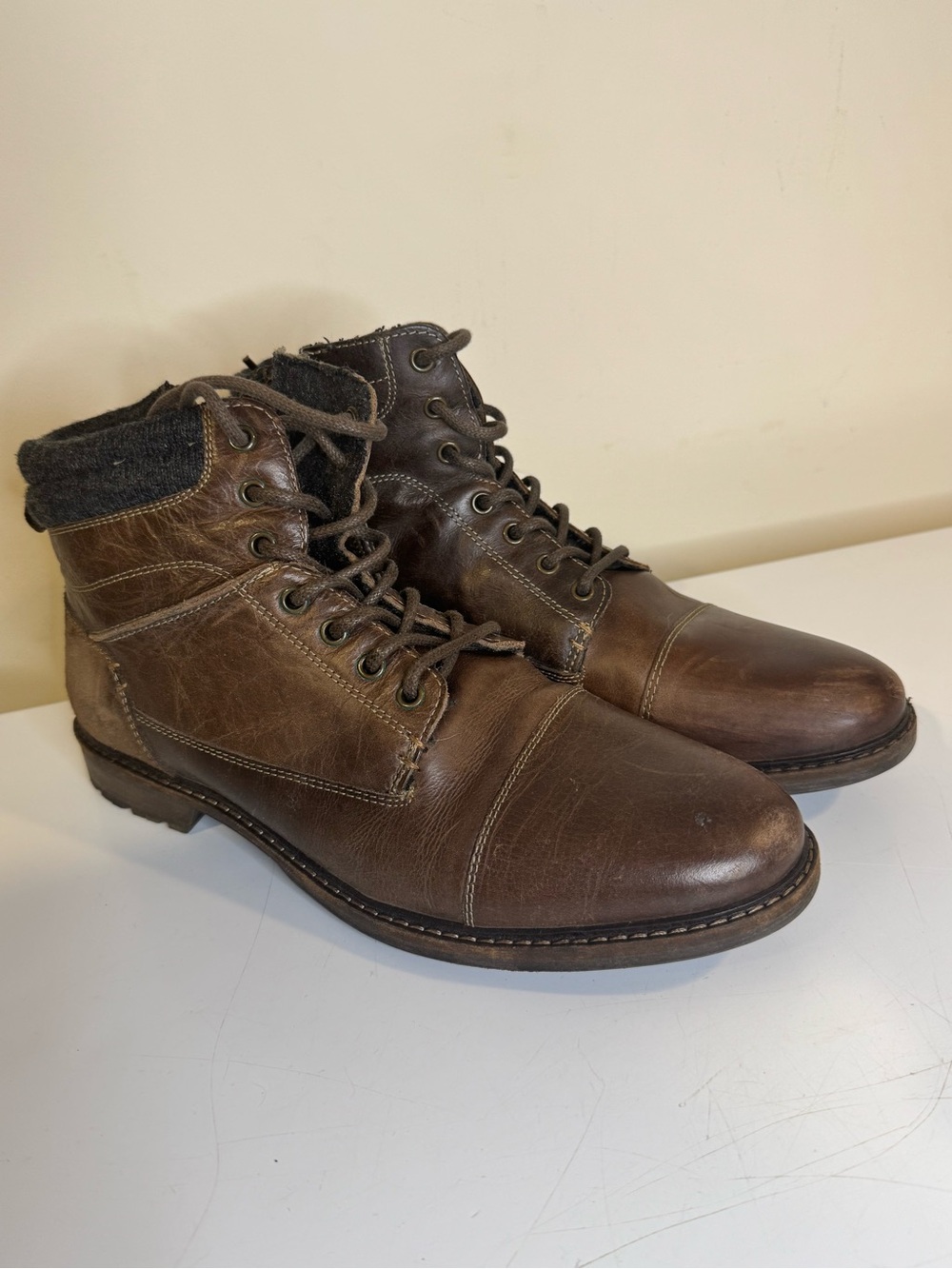 Crevi Canton Men's Dark Brown Leather Lace-Up Ankle Boots size 12